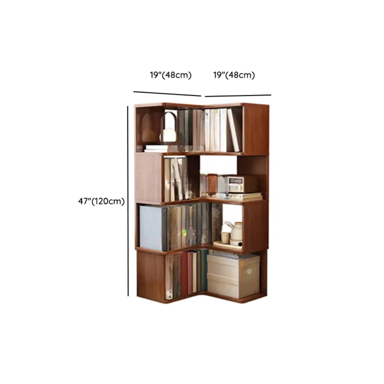 Rubberwood L-Shape Tall Corner Bookcase