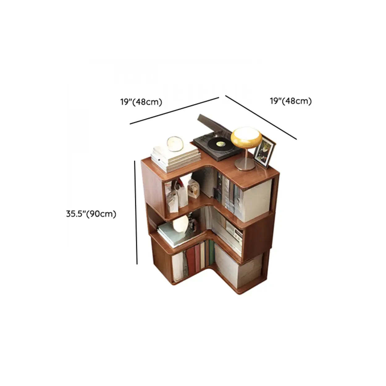 Rubberwood L-Shape Tall Corner Bookcase