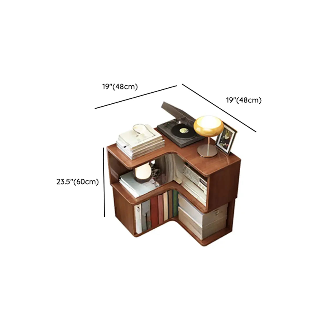 Rubberwood L-Shape Tall Corner Bookcase