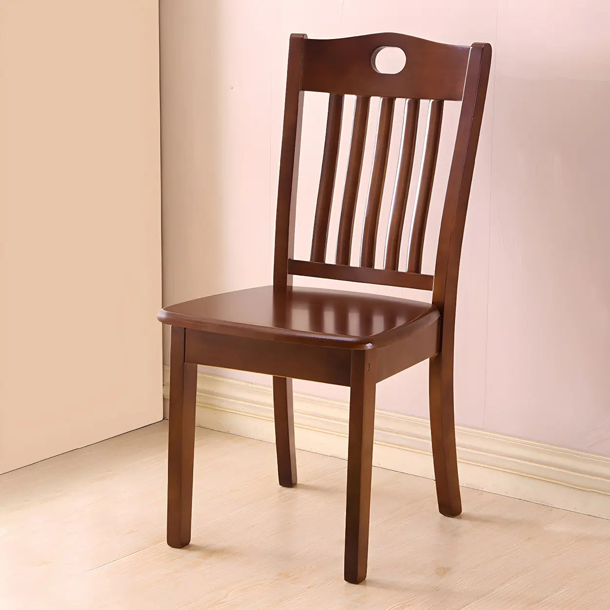 Classic Rubberwood Ladder Back Dining Chair — Yellow-Brown / 2 Piece Set