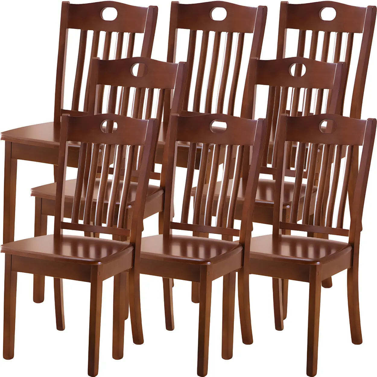 Classic Rubberwood Ladder Back Dining Chair — Walnut / 8 Piece Set