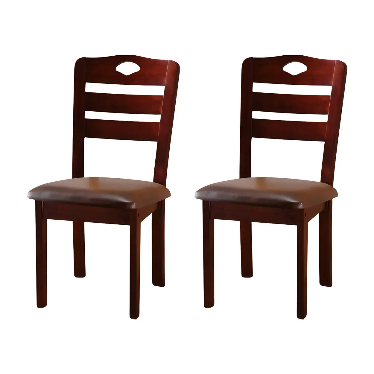 Classic Rubberwood Ladder Back Dining Chair — Orange/ Brown / 2 Piece Set