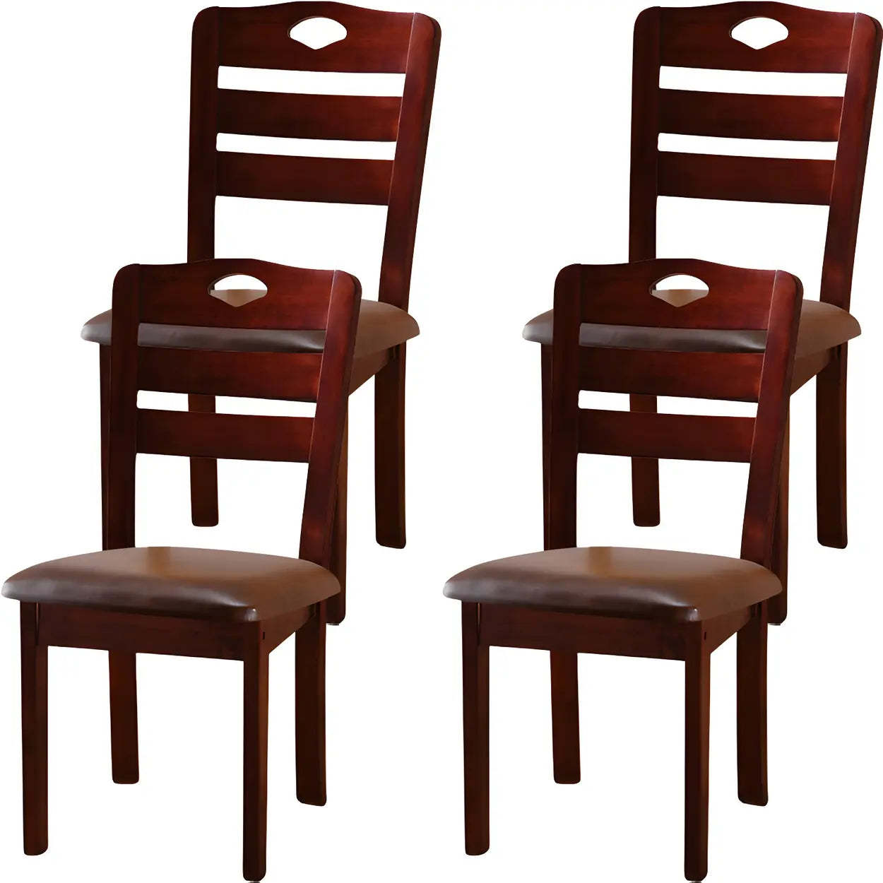 Classic Rubberwood Ladder Back Dining Chair — Orange/ Brown / 6 Piece Set