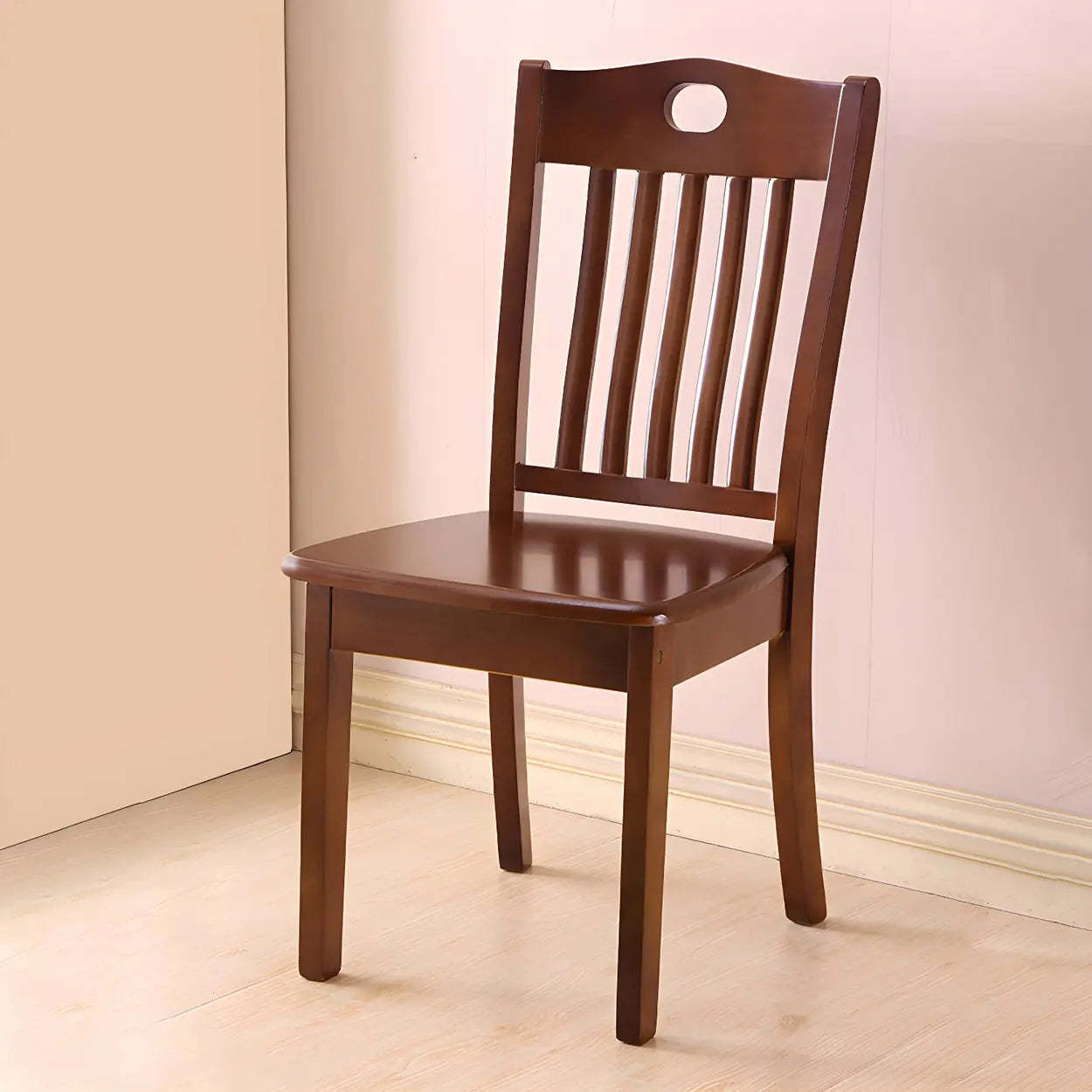 Classic Rubberwood Ladder Back Dining Chair — Yellow-Brown / 2 Piece Set
