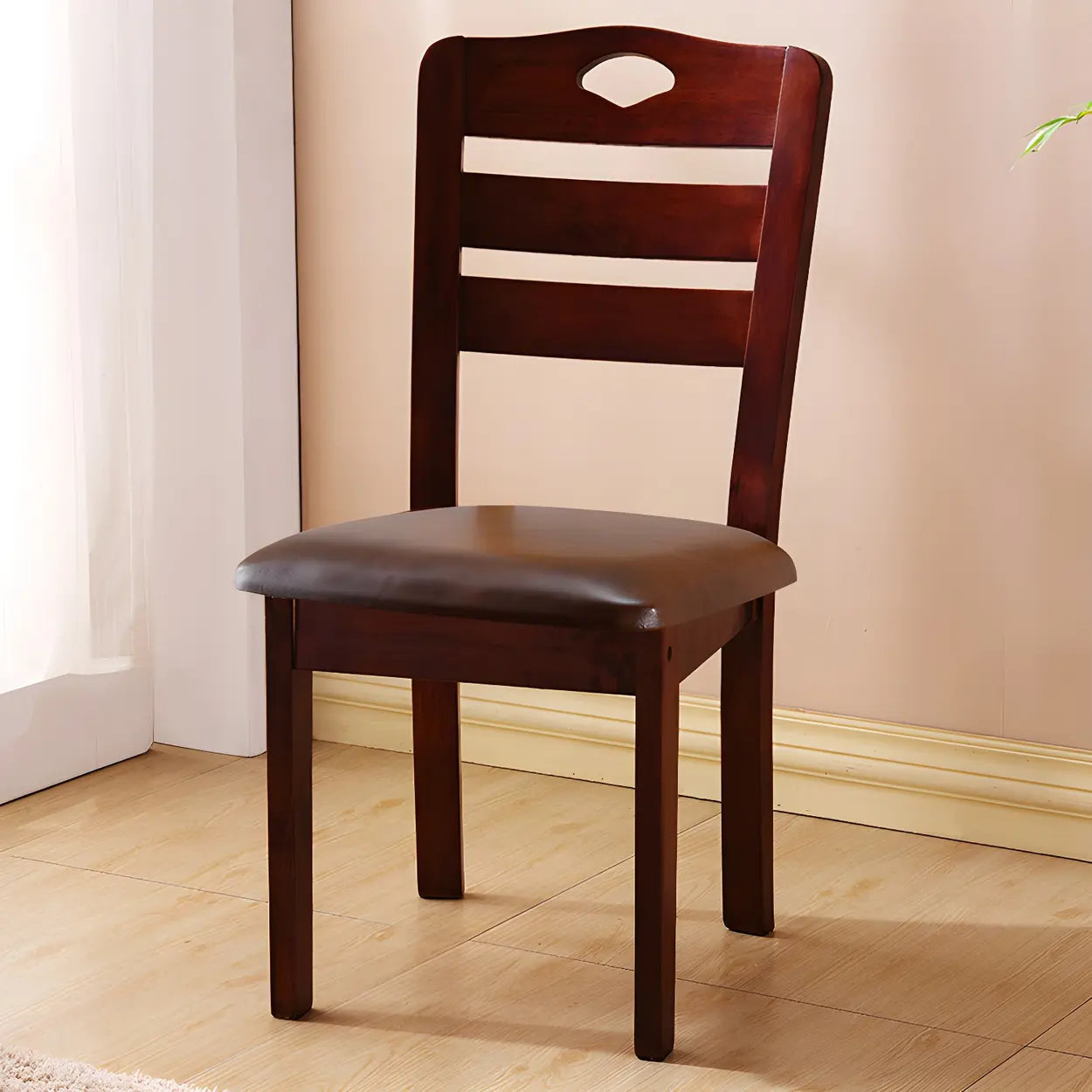 Classic Rubberwood Ladder Back Dining Chair — Orange/ Brown / 8 Piece Set
