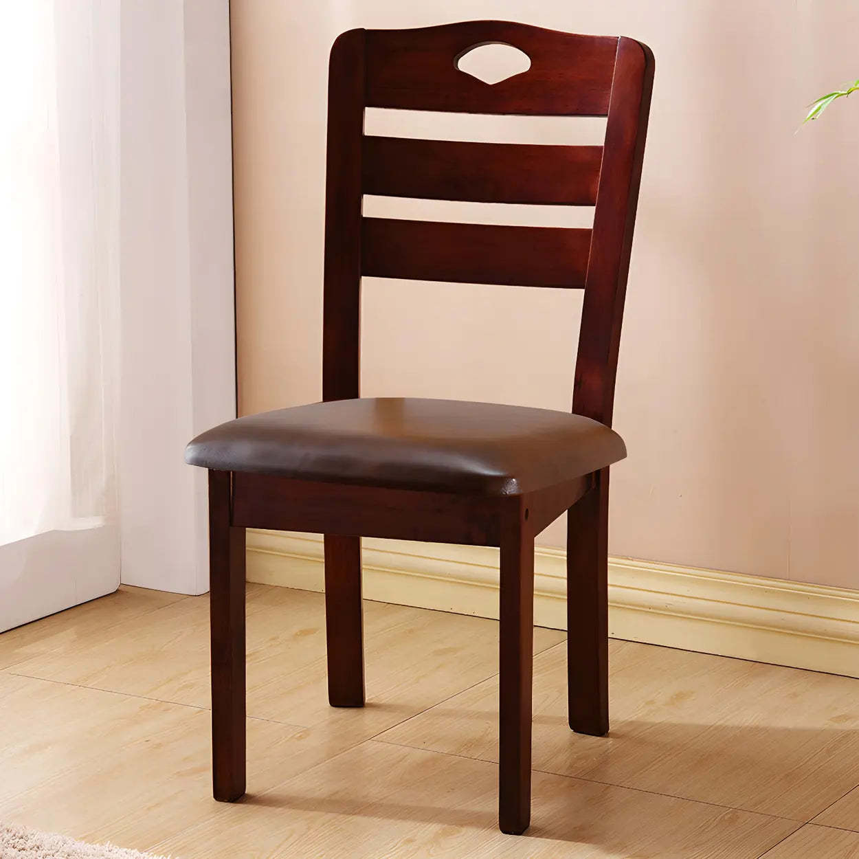 Classic Rubberwood Ladder Back Dining Chair — Orange/ Brown / 8 Piece Set