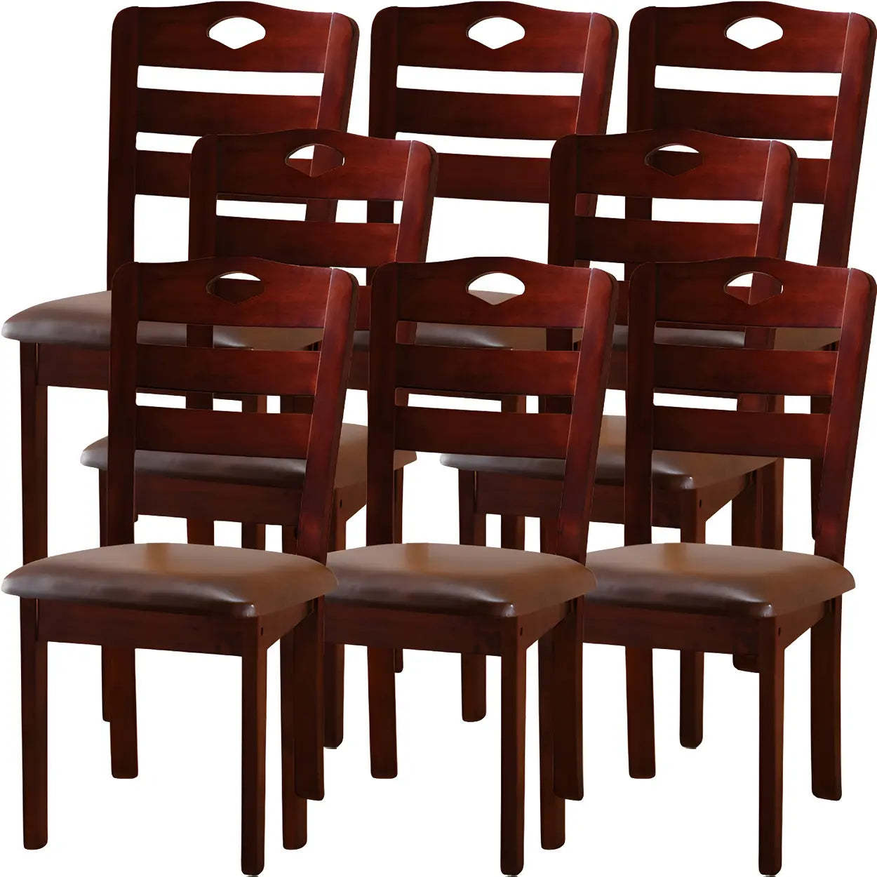Classic Rubberwood Ladder Back Dining Chair — Dark Walnut / 4 Piece Set
