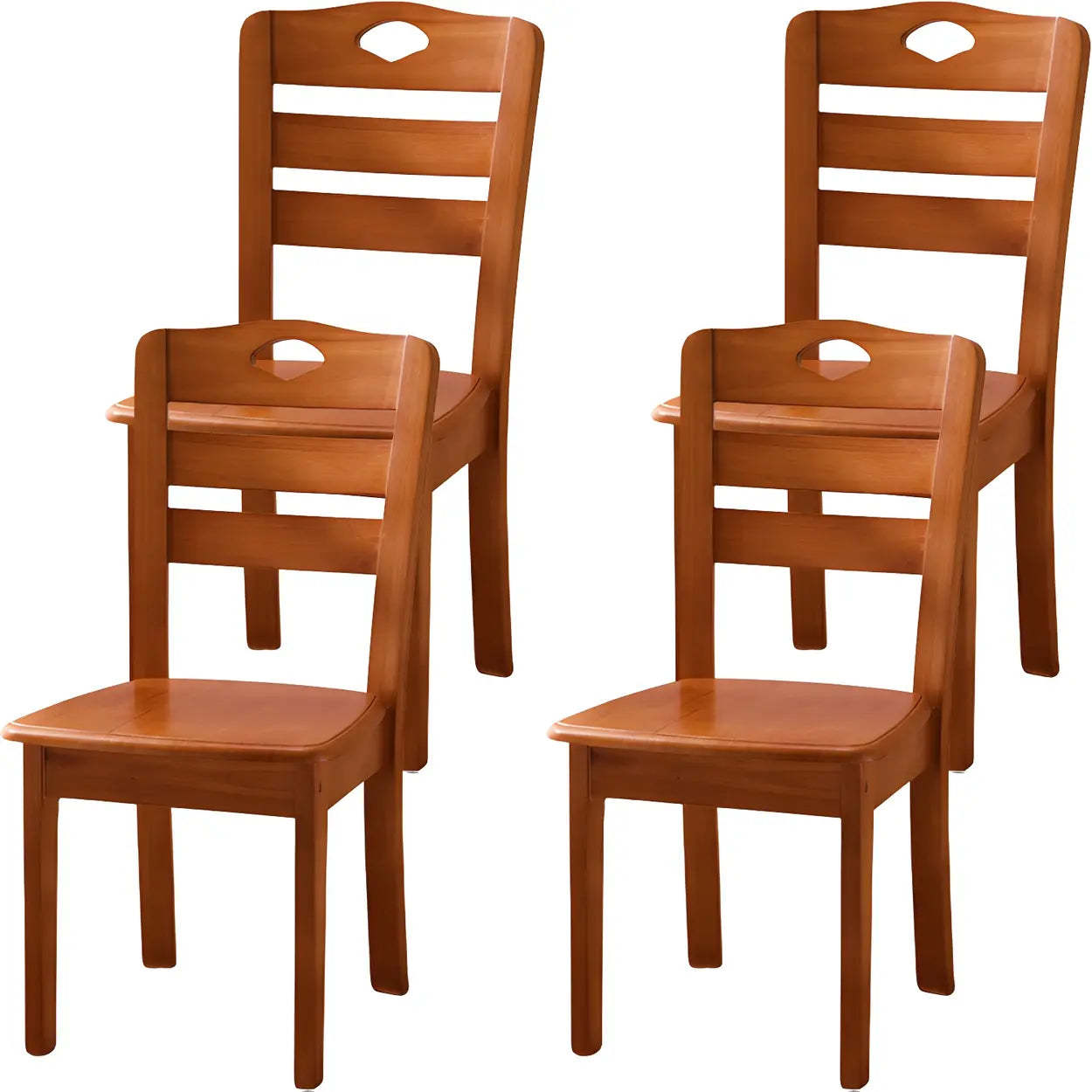 Classic Rubberwood Ladder Back Dining Chair — Nut-Brown / 8 Piece Set