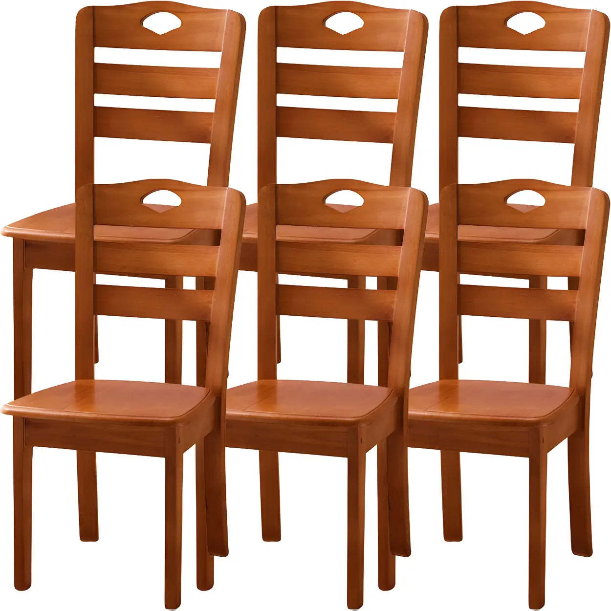 Classic Rubberwood Ladder Back Dining Chair — Medium Wood / 2 Piece Set