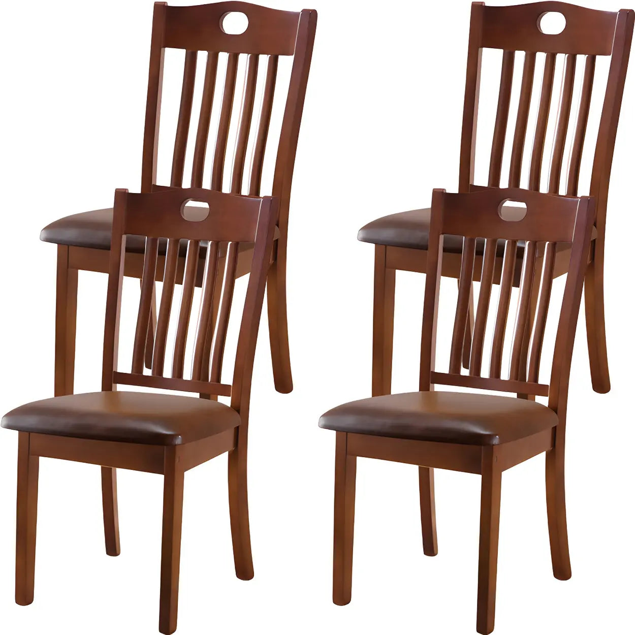 Classic Rubberwood Ladder Back Dining Chair — Yellow-Brown / 6 Piece Set
