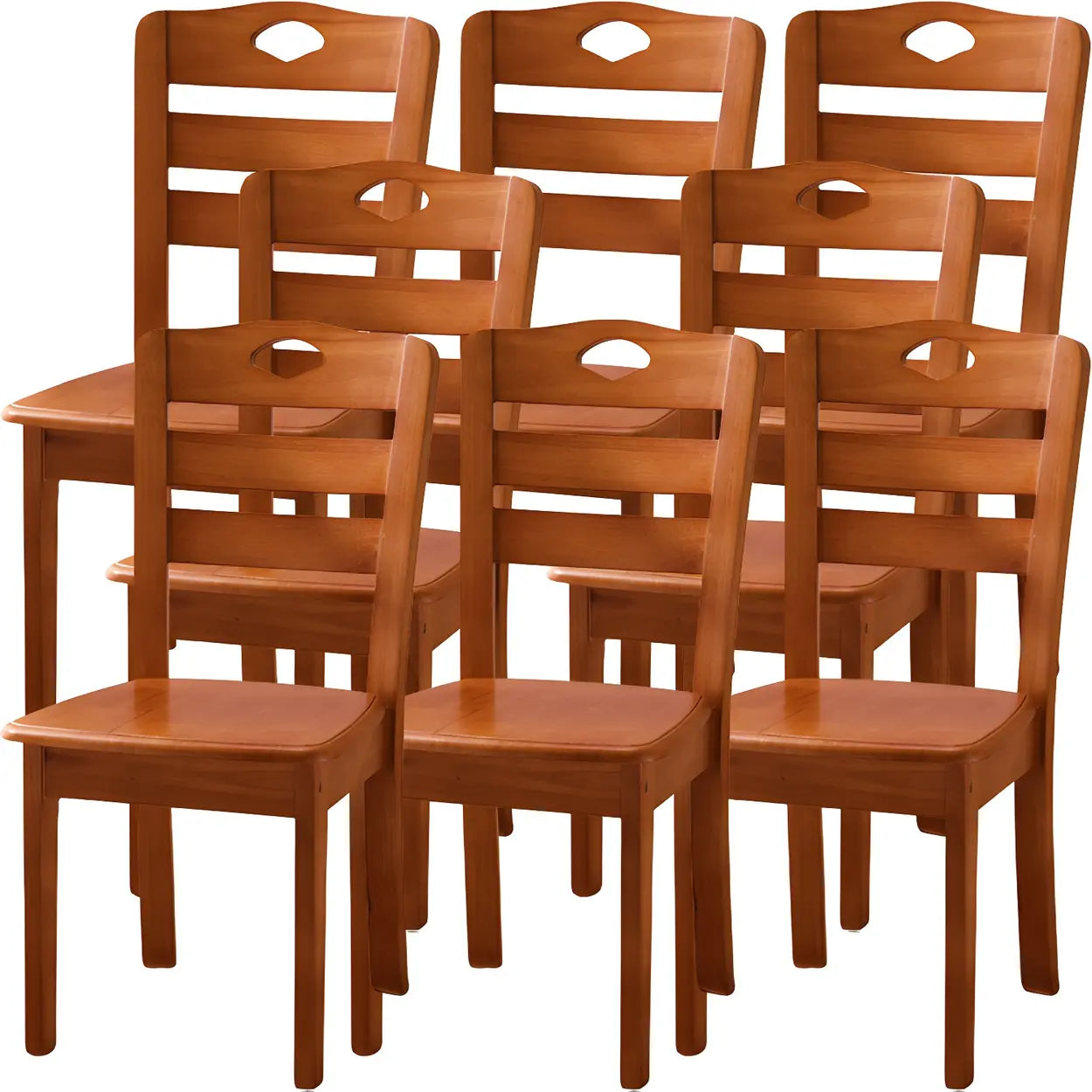 Classic Rubberwood Ladder Back Dining Chair — Medium Wood / 4 Piece Set