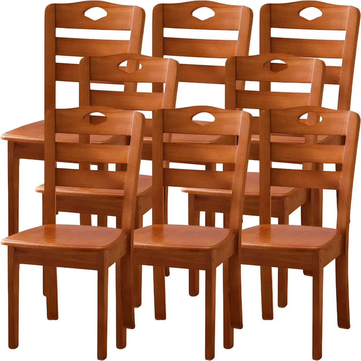 Classic Rubberwood Ladder Back Dining Chair — Medium Wood / 4 Piece Set