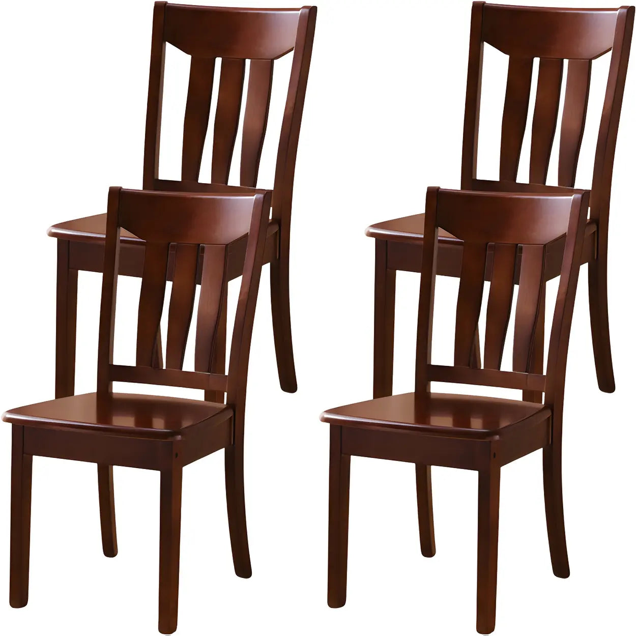 Classic Rubberwood Ladder Back Dining Chair — Medium Wood / 8 Piece Set