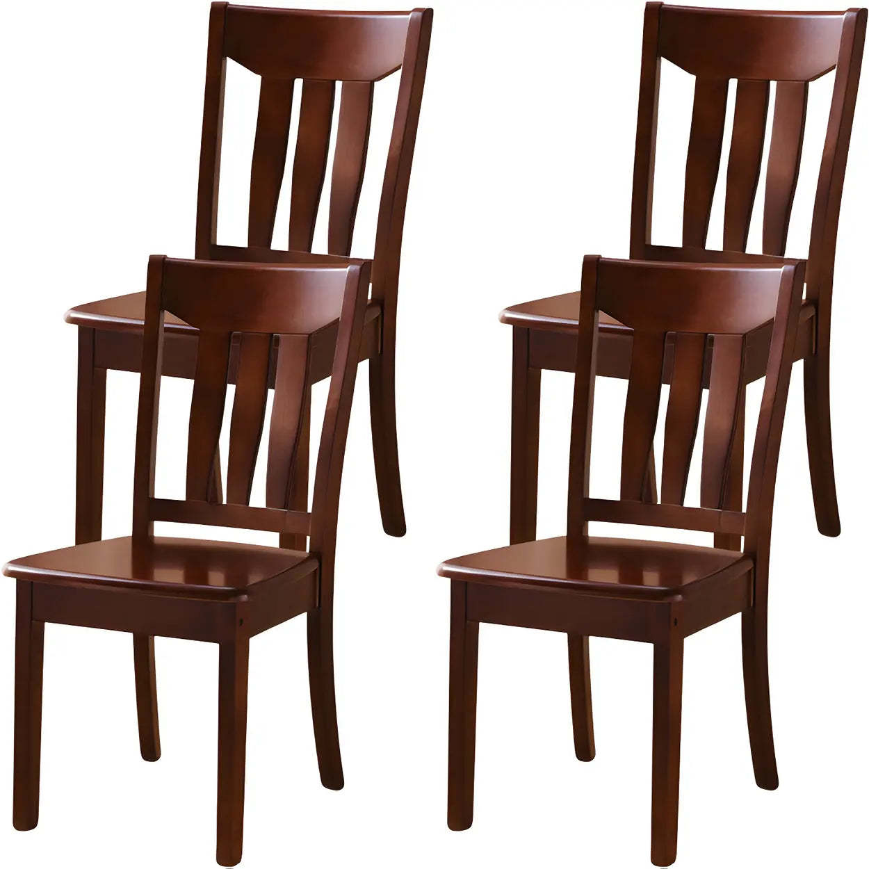 Classic Rubberwood Ladder Back Dining Chair — Medium Wood / 8 Piece Set