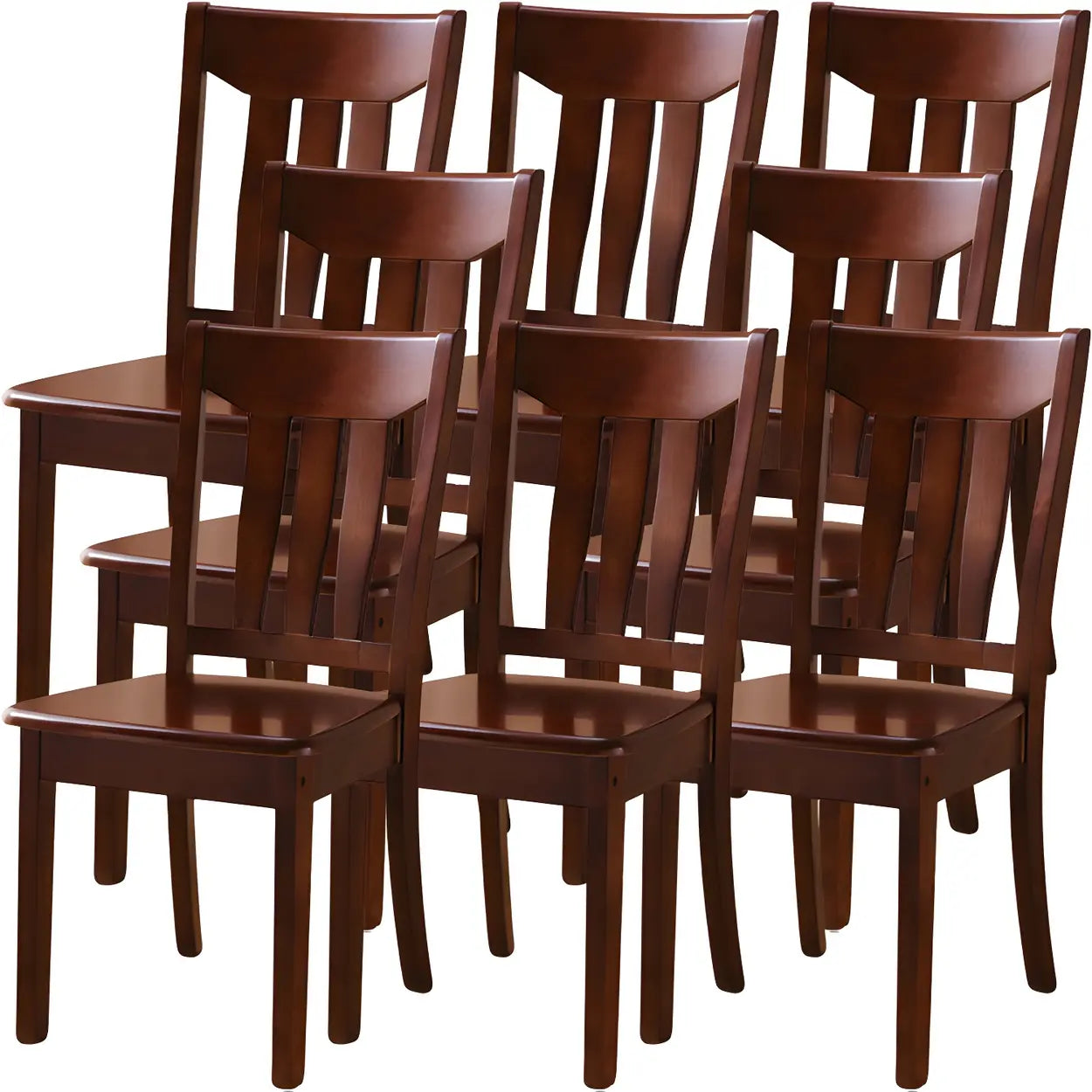 Classic Rubberwood Ladder Back Dining Chair — Light Brown Yellow / 4 Piece Set
