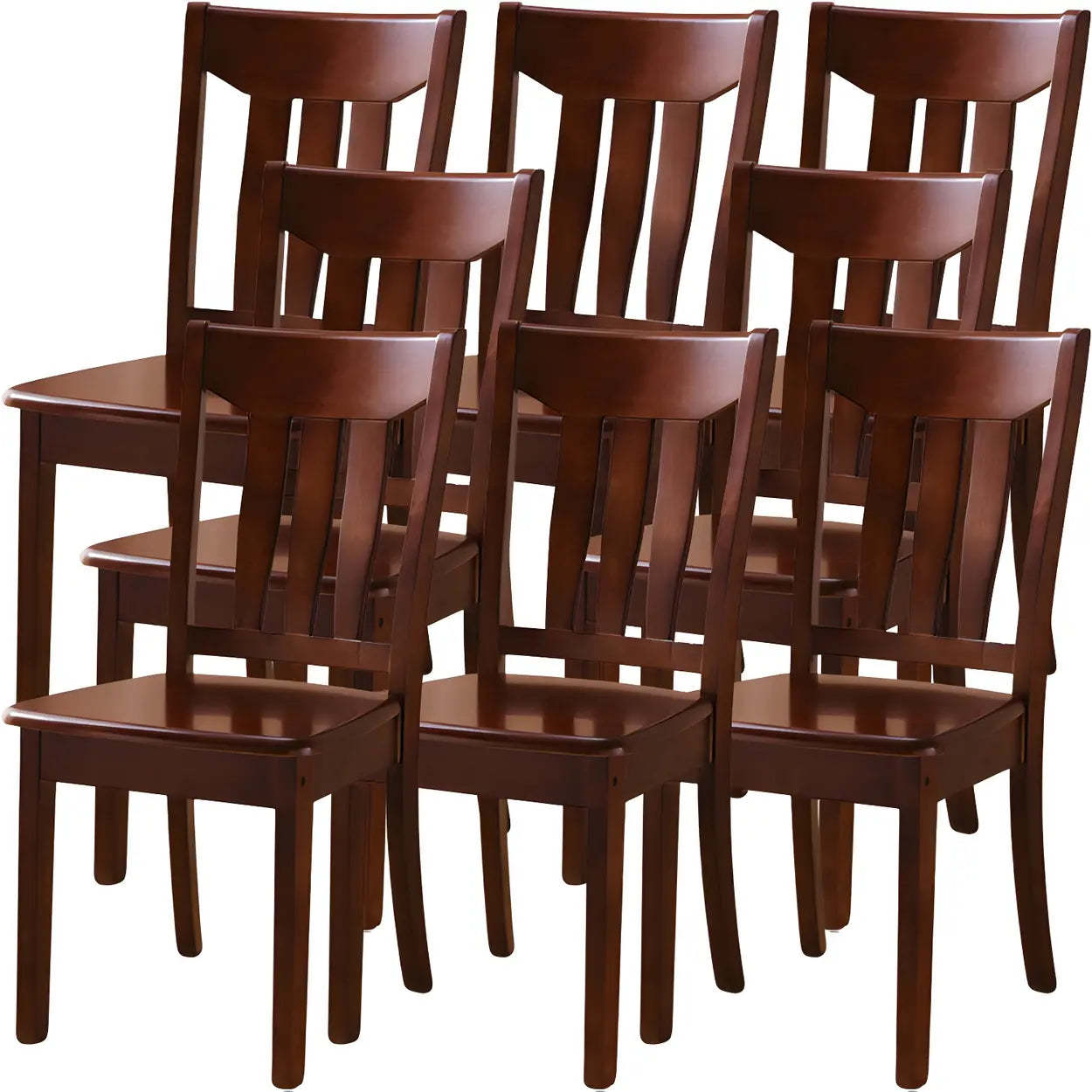 Classic Rubberwood Ladder Back Dining Chair — Light Brown Yellow / 4 Piece Set