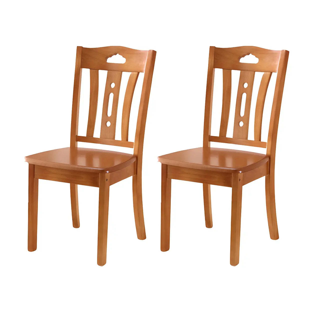Classic Rubberwood Ladder Back Dining Chair — Light Brown Yellow / 6 Piece Set
