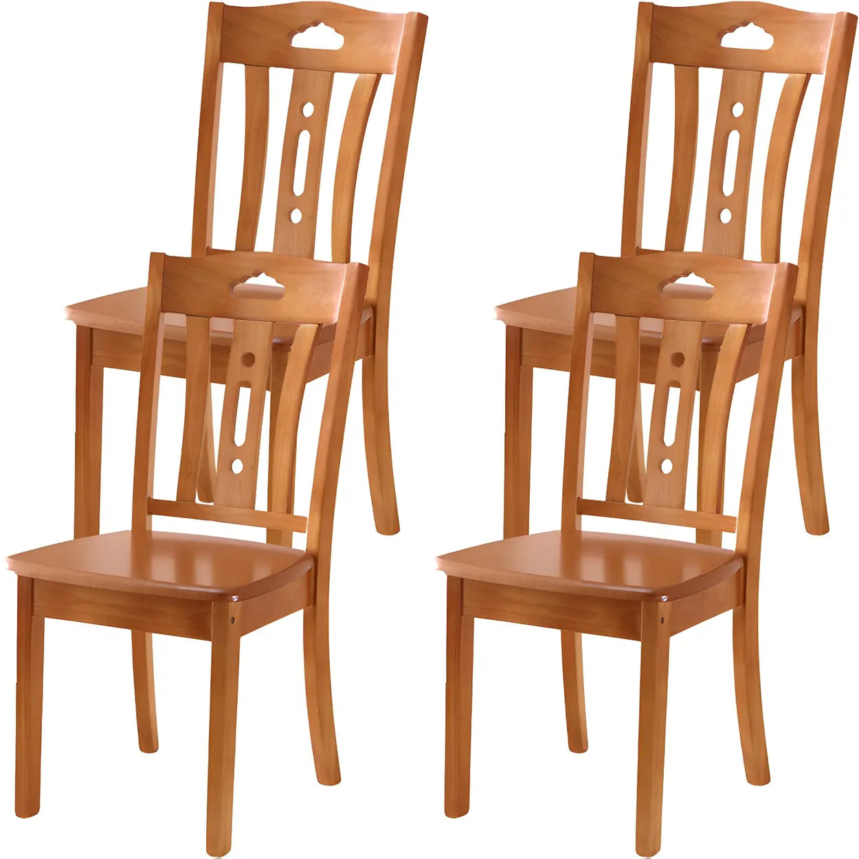 Classic Rubberwood Ladder Back Dining Chair — Light Brown Yellow / 8 Piece Set