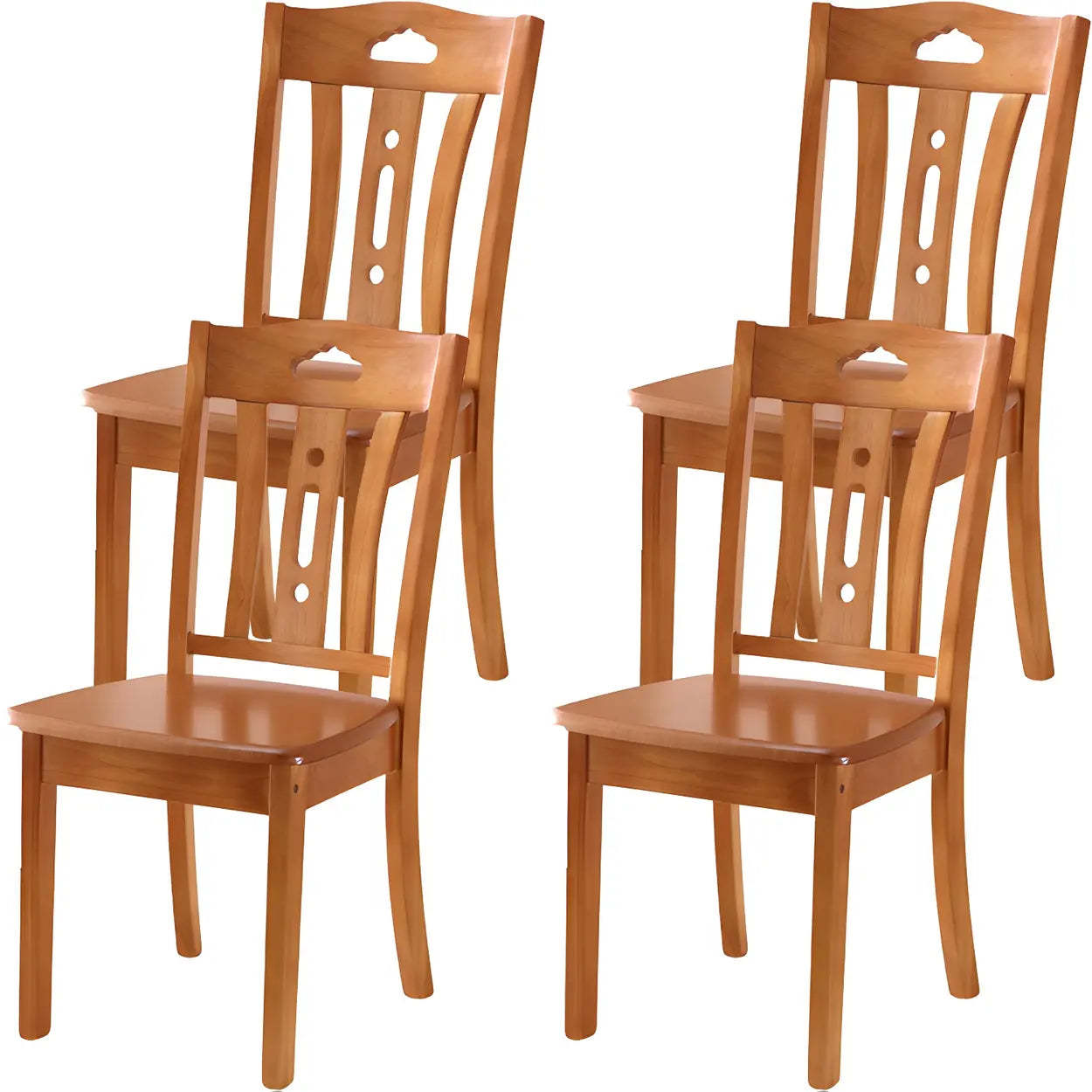 Classic Rubberwood Ladder Back Dining Chair — Light Brown Yellow / 8 Piece Set