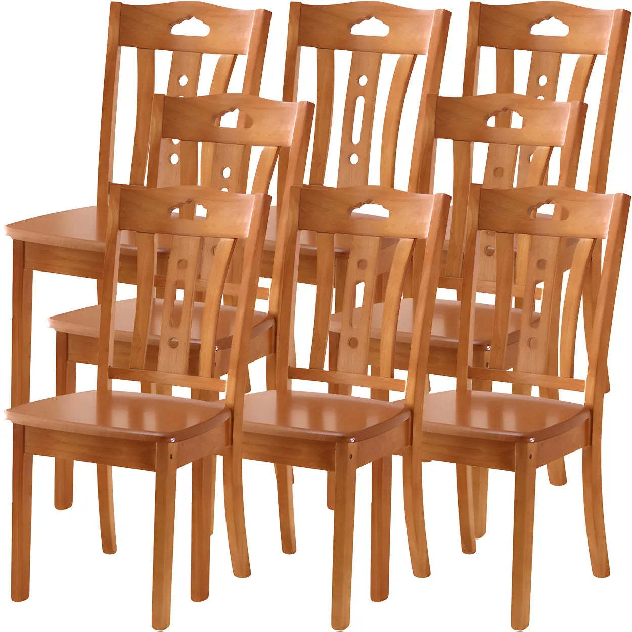 Classic Rubberwood Ladder Back Dining Chair — Gold-Brown / 4 Piece Set