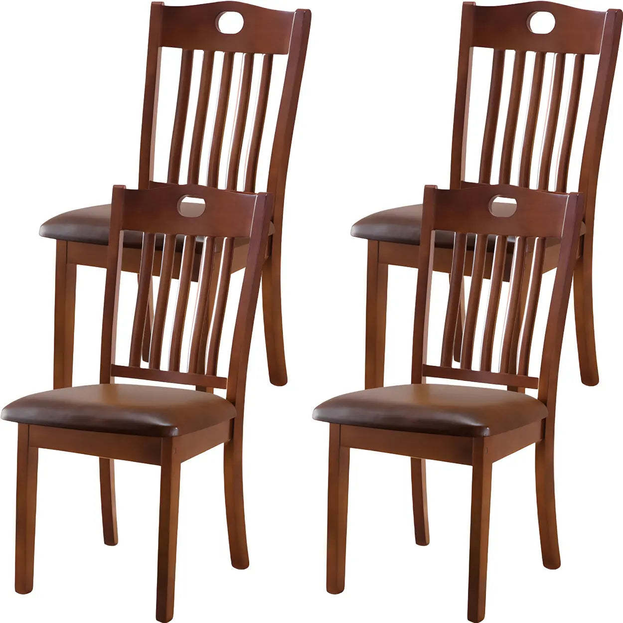Classic Rubberwood Ladder Back Dining Chair — Yellow-Brown / 6 Piece Set