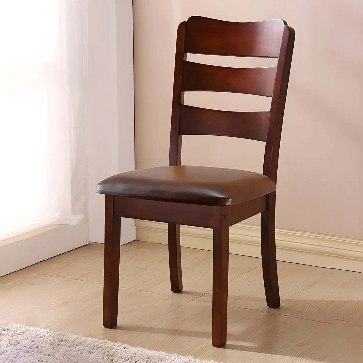 Classic Rubberwood Ladder Back Dining Chair — Yellow-Brown / 8 Piece Set