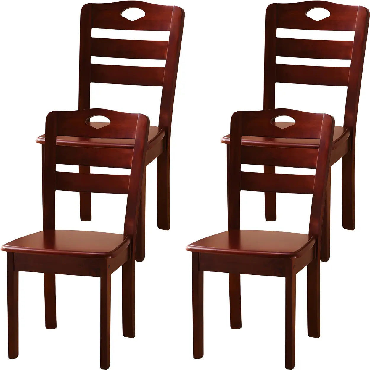 Classic Rubberwood Ladder Back Dining Chair — Gold-Brown / 8 Piece Set