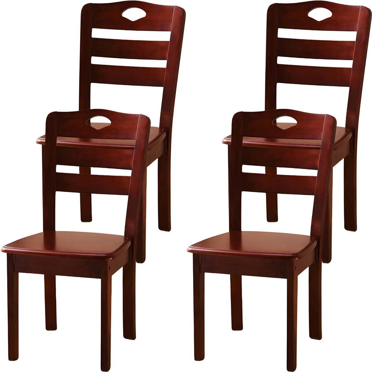 Classic Rubberwood Ladder Back Dining Chair — Gold-Brown / 8 Piece Set