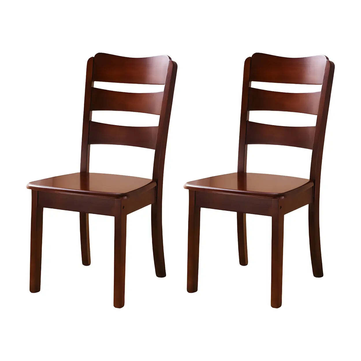 Classic Rubberwood Ladder Back Dining Chair — Dark Brown / 6 Piece Set
