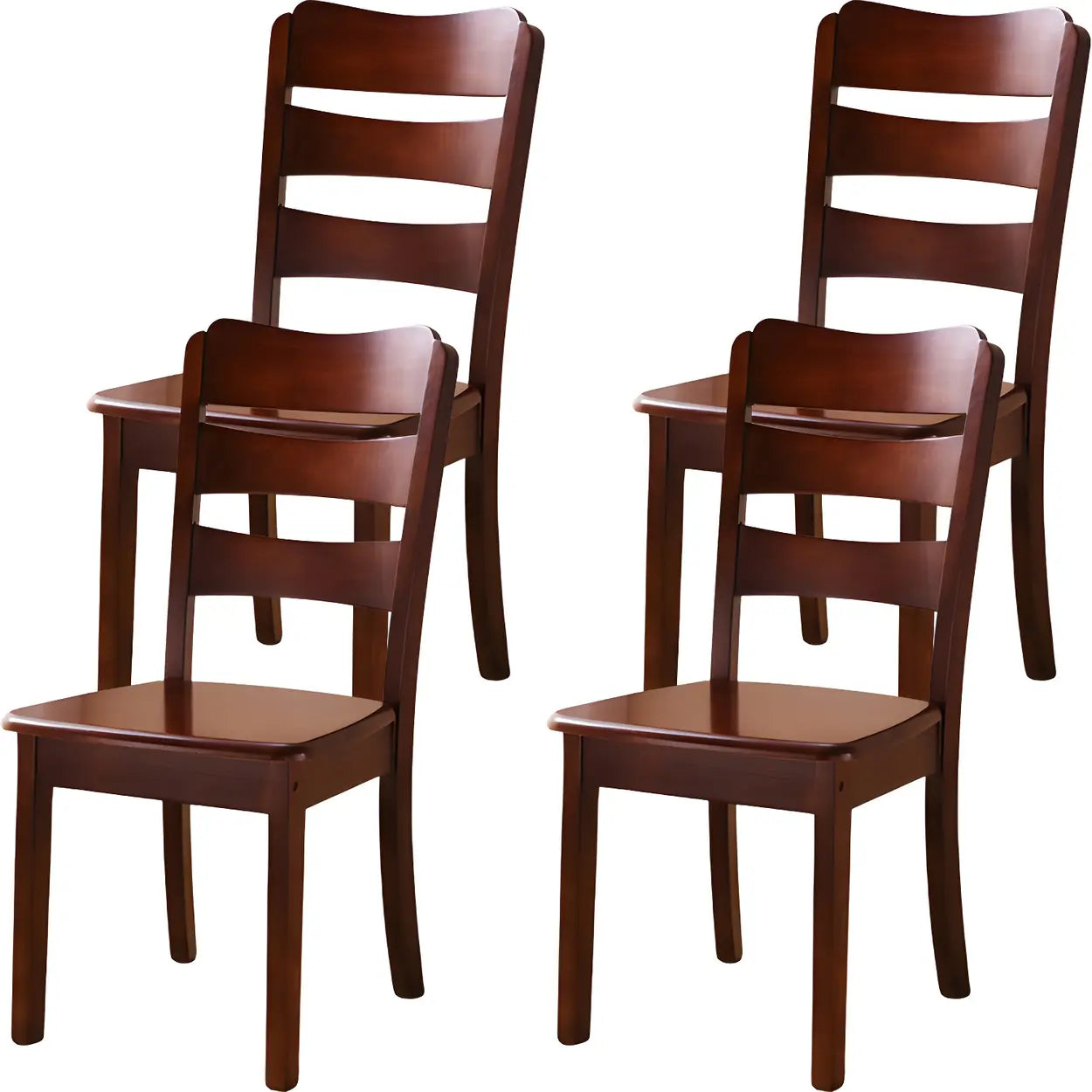 Classic Rubberwood Ladder Back Dining Chair — Dark Brown / 8 Piece Set