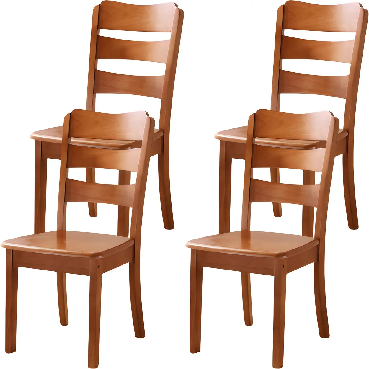 Classic Rubberwood Ladder Back Dining Chair — Natural / 8 Piece Set