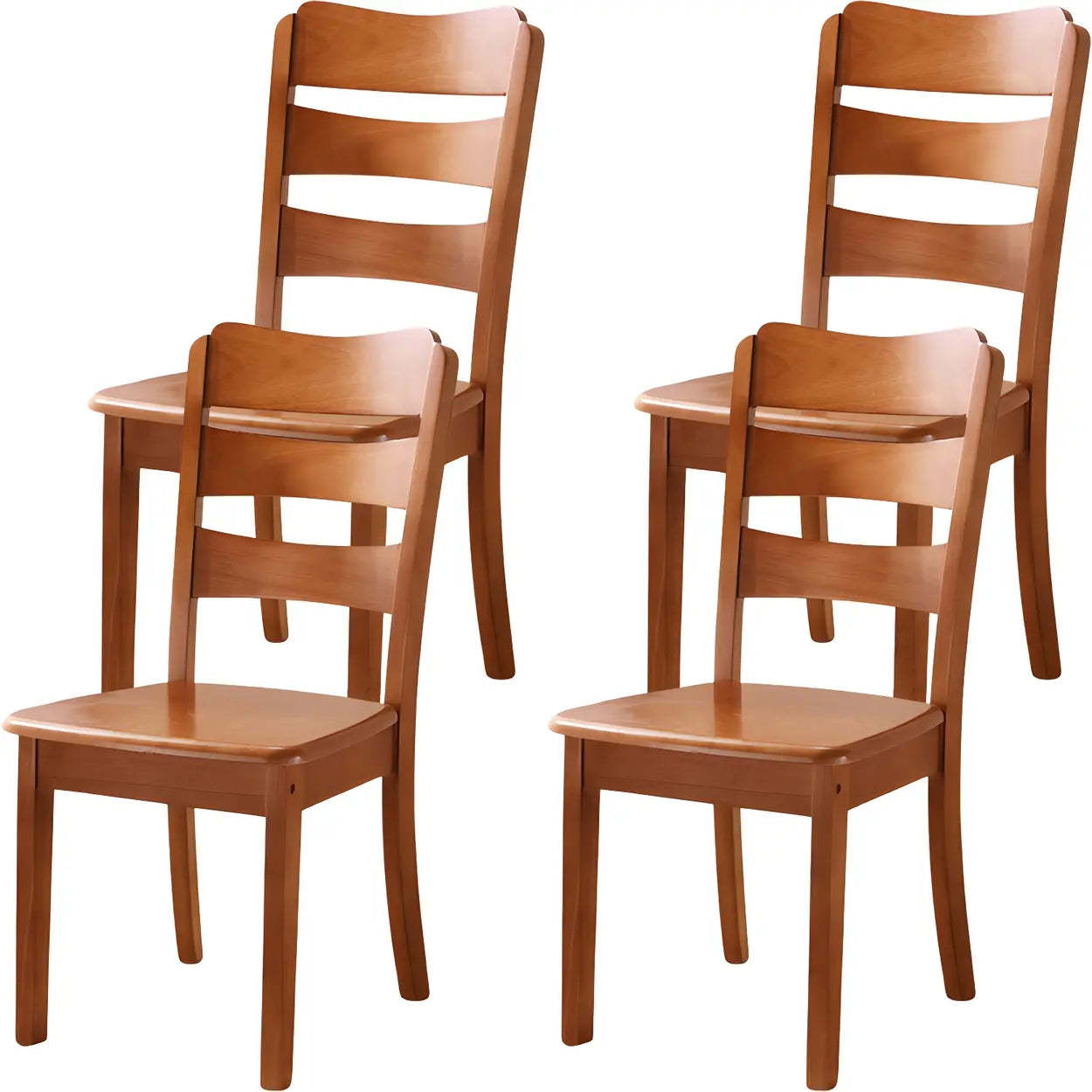 Classic Rubberwood Ladder Back Dining Chair — Natural / 8 Piece Set