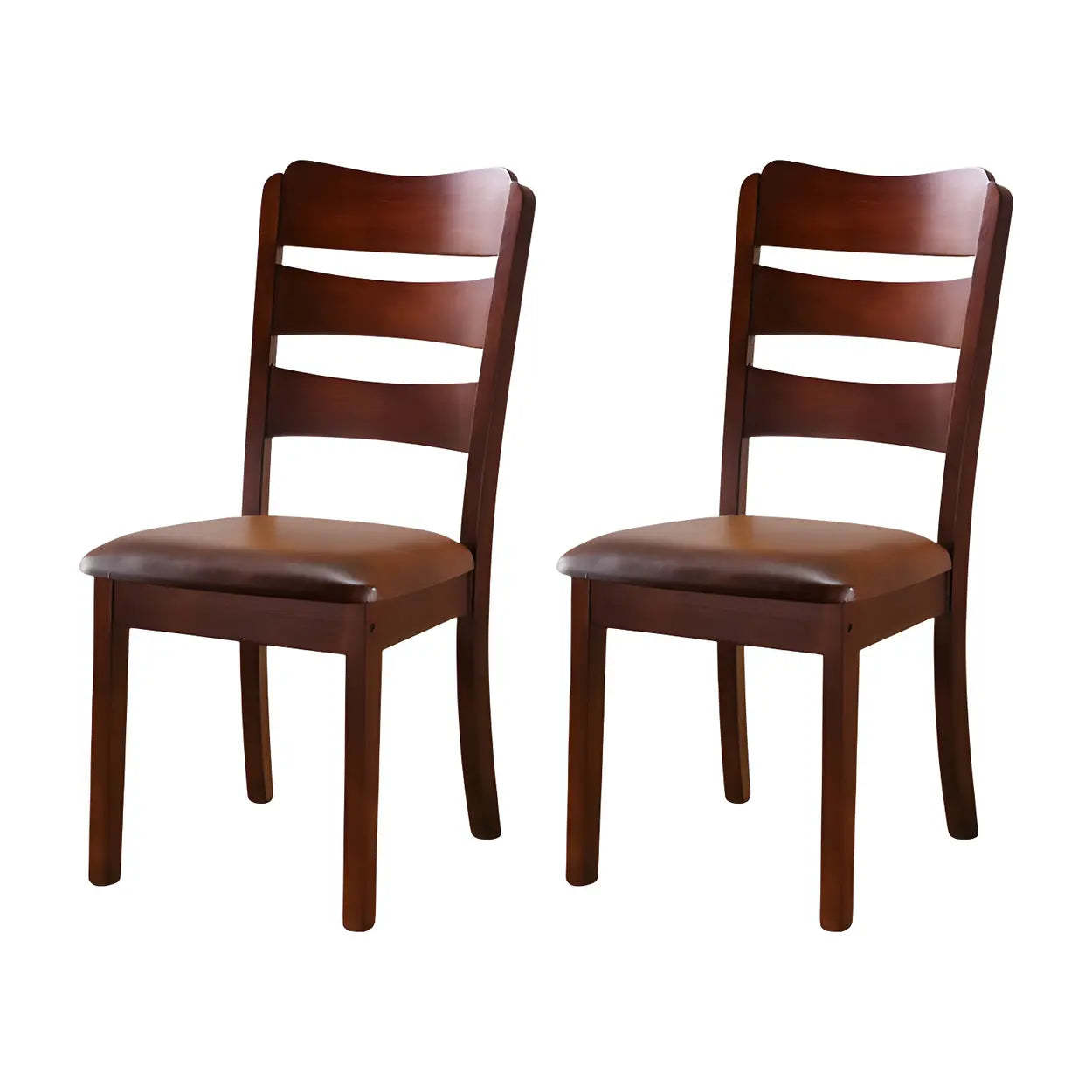 Classic Rubberwood Ladder Back Dining Chair — Maroon / 6 Piece Set