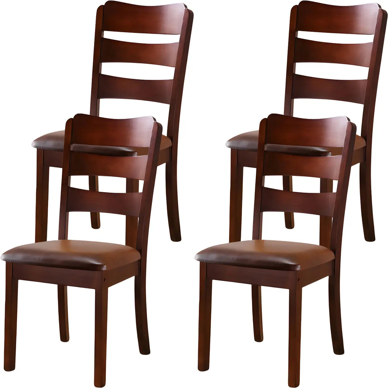 Classic Rubberwood Ladder Back Dining Chair — Maroon / 8 Piece Set