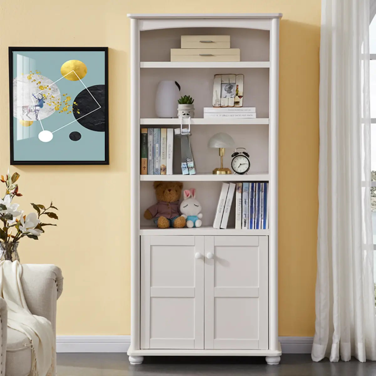Classic White Rectangular Wood Storage Bookcase — Drawer Not Included / Cabinet Not Included