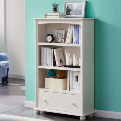 Classic White Rectangular Wood Storage Bookcase