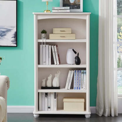 Classic White Rectangular Wood Storage Bookcase