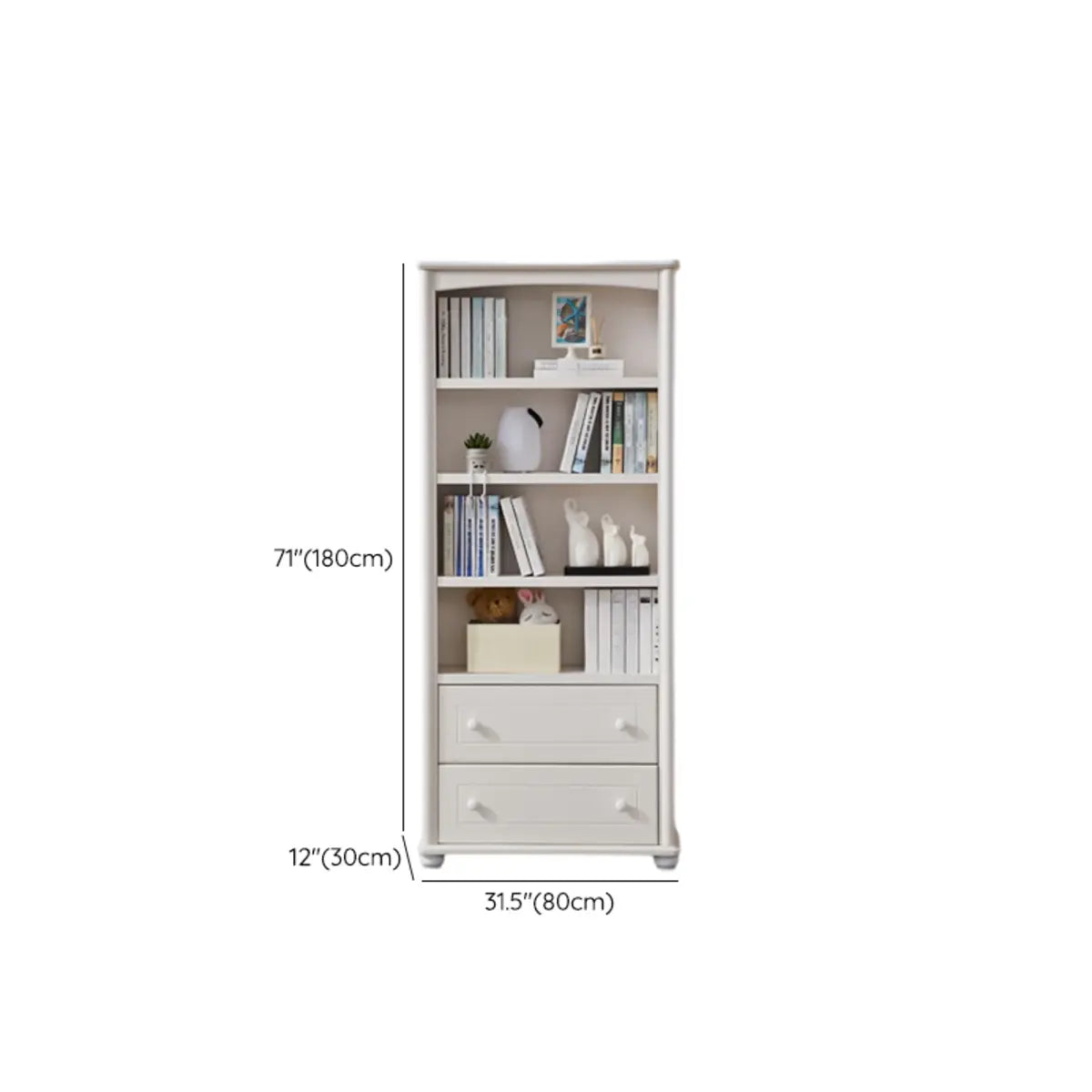 Classic White Rectangular Wood Storage Bookcase