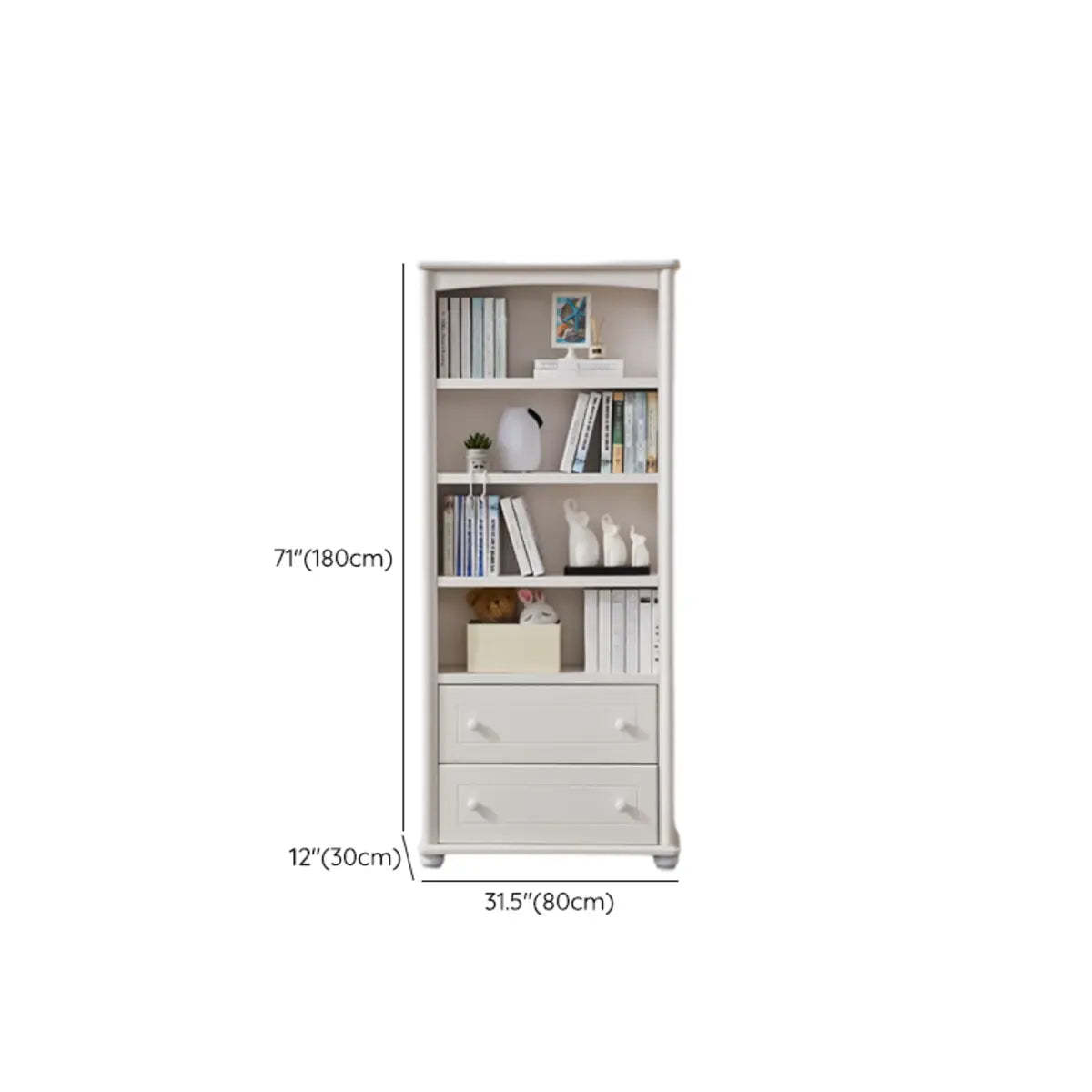 Classic White Rectangular Wood Storage Bookcase