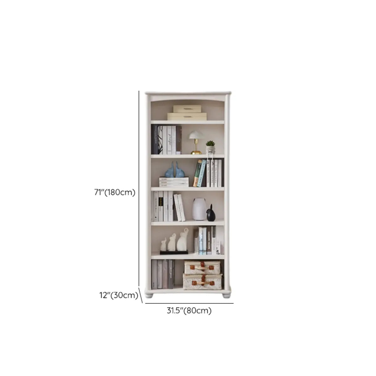 Classic White Rectangular Wood Storage Bookcase