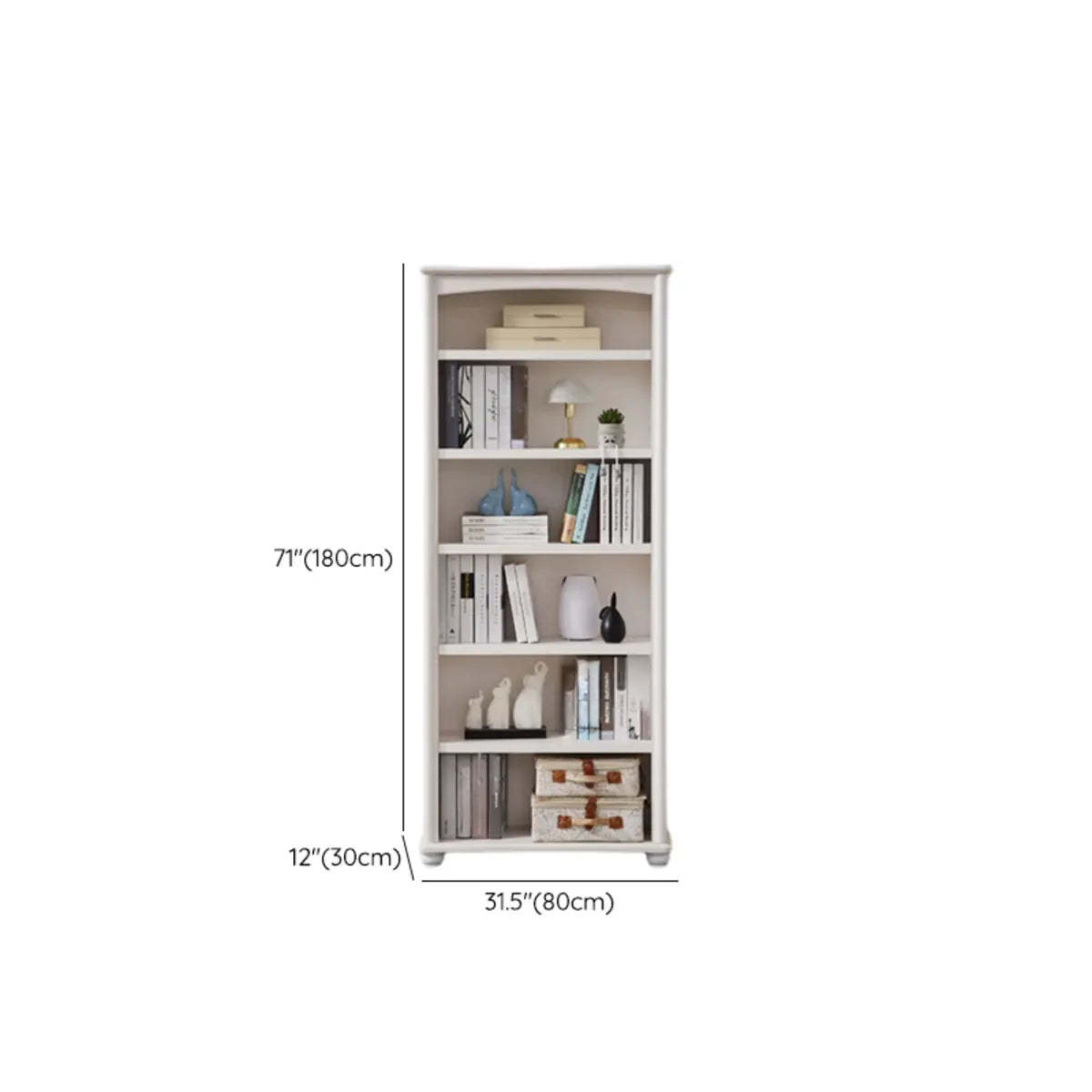 Classic White Rectangular Wood Storage Bookcase