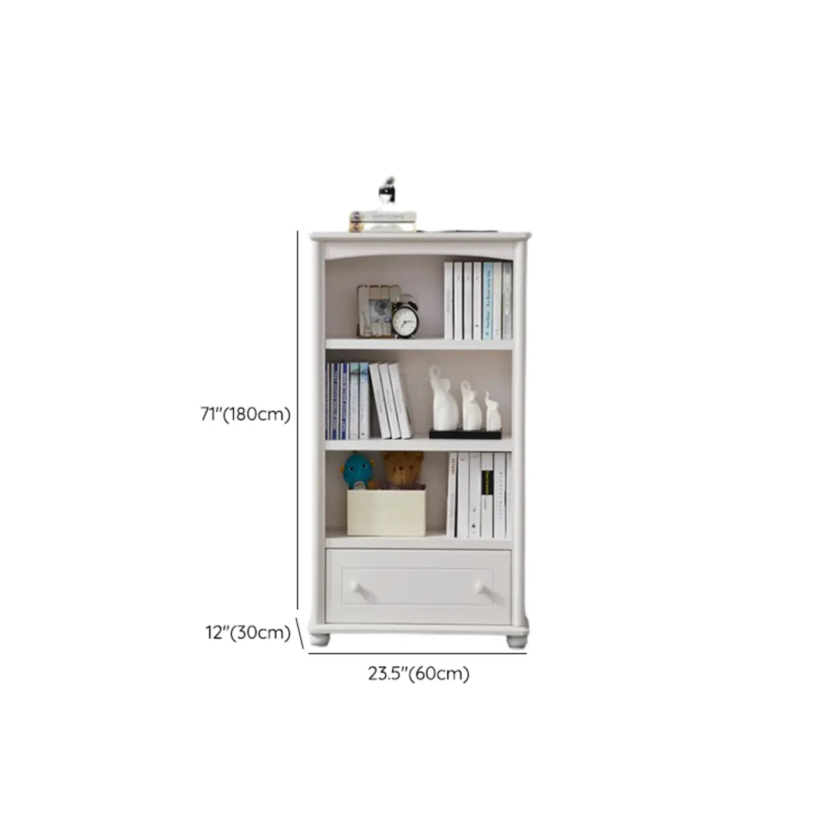 Classic White Rectangular Wood Storage Bookcase