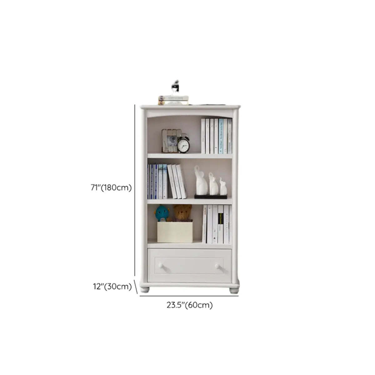 Classic White Rectangular Wood Storage Bookcase