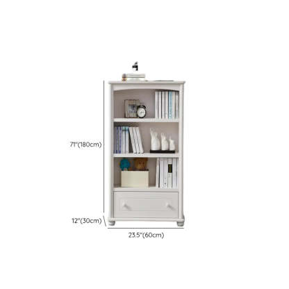 Classic White Rectangular Wood Storage Bookcase