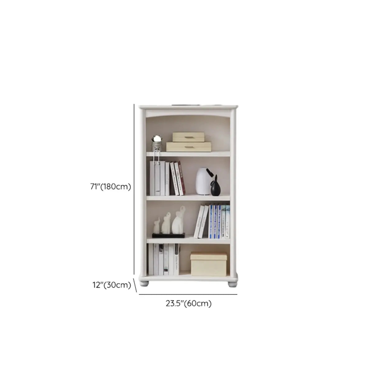 Classic White Rectangular Wood Storage Bookcase