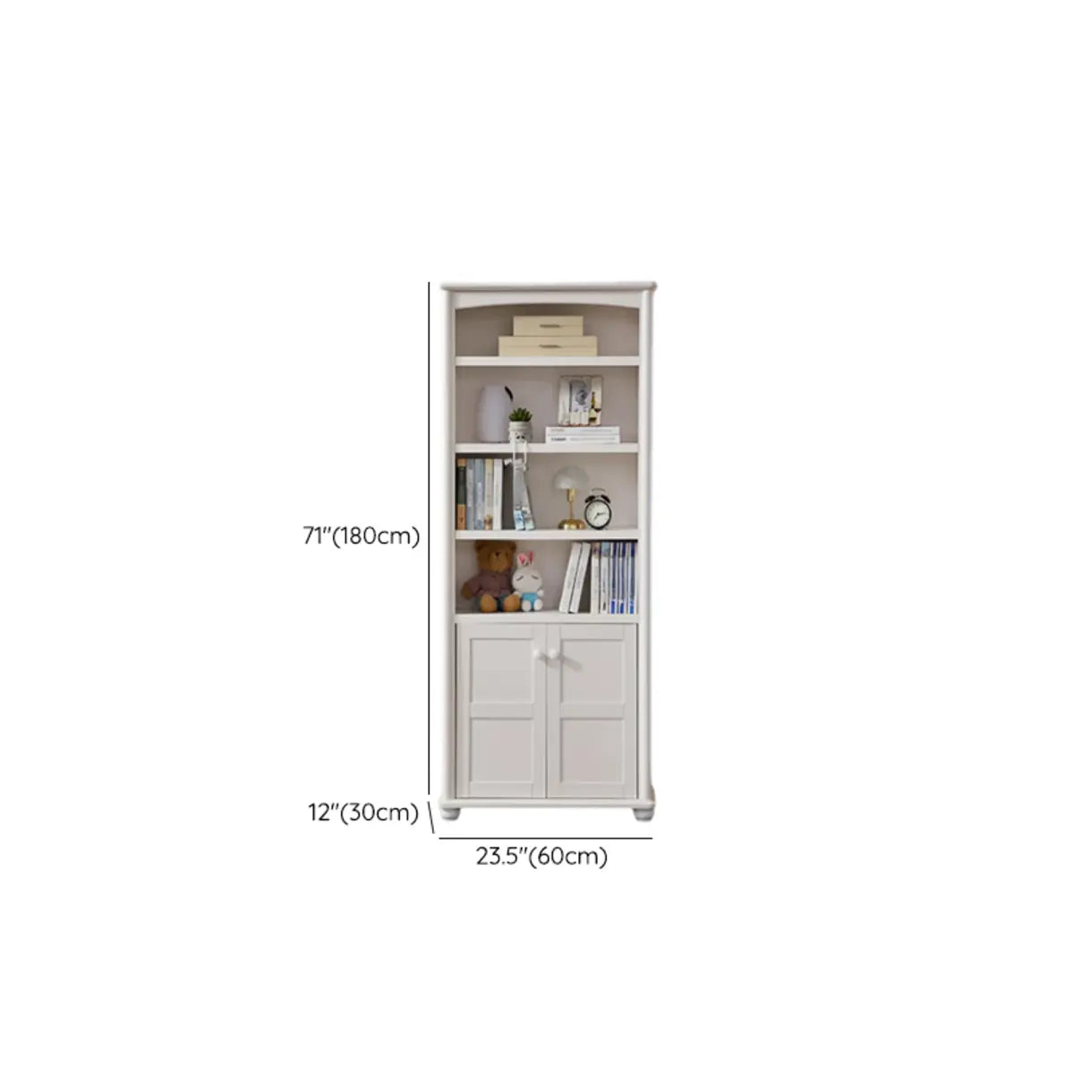 Classic White Rectangular Wood Storage Bookcase