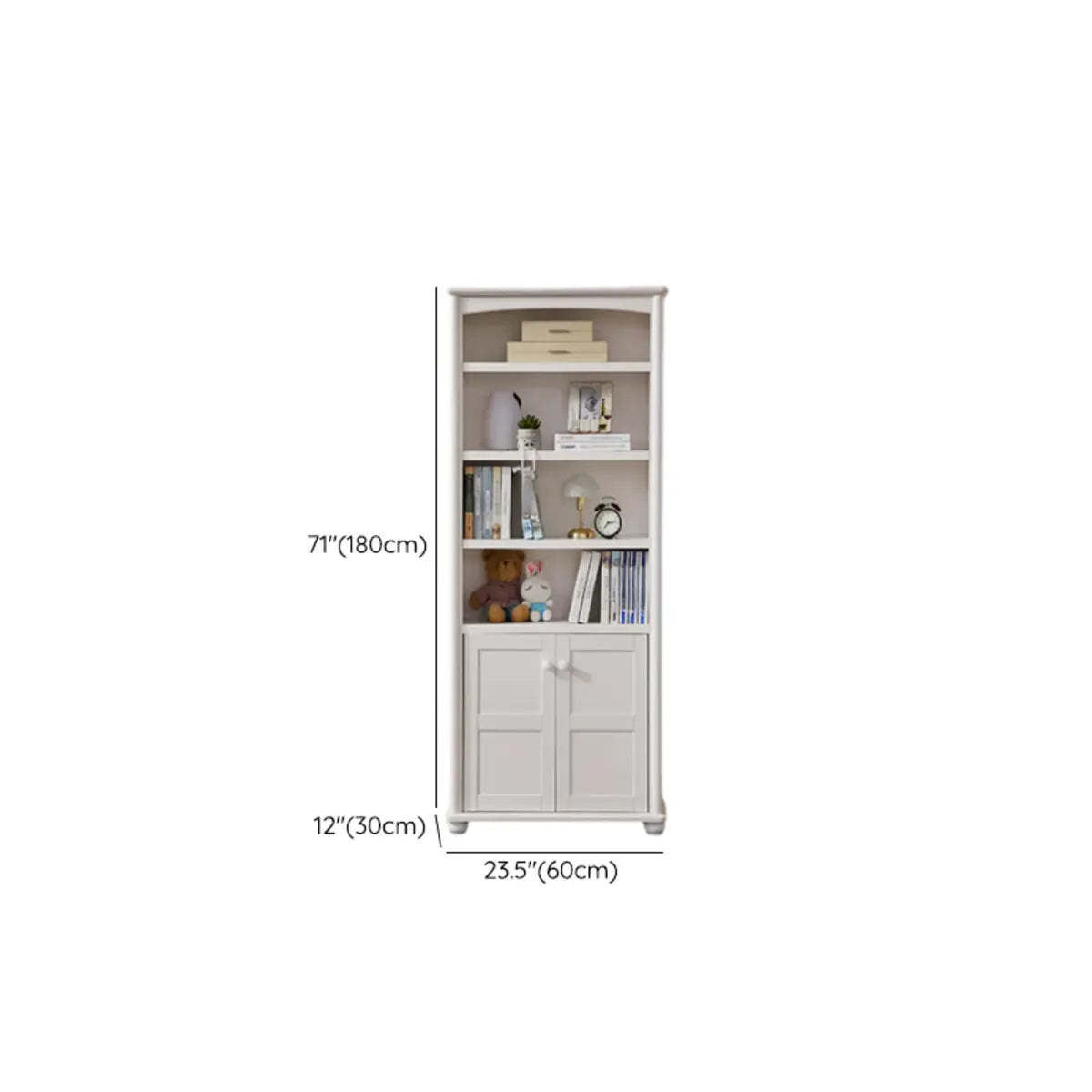 Classic White Rectangular Wood Storage Bookcase