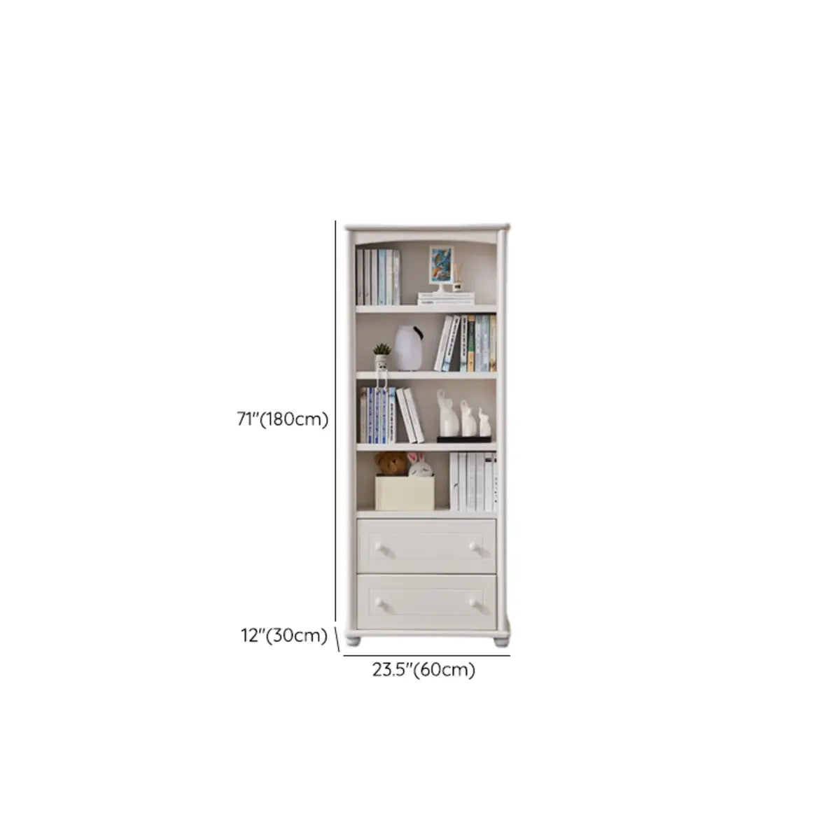 Classic White Rectangular Wood Storage Bookcase