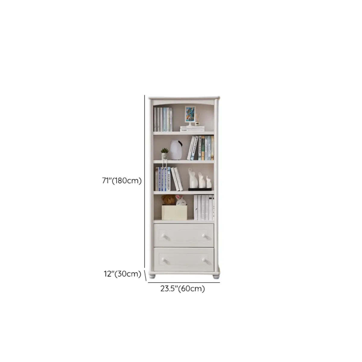 Classic White Rectangular Wood Storage Bookcase