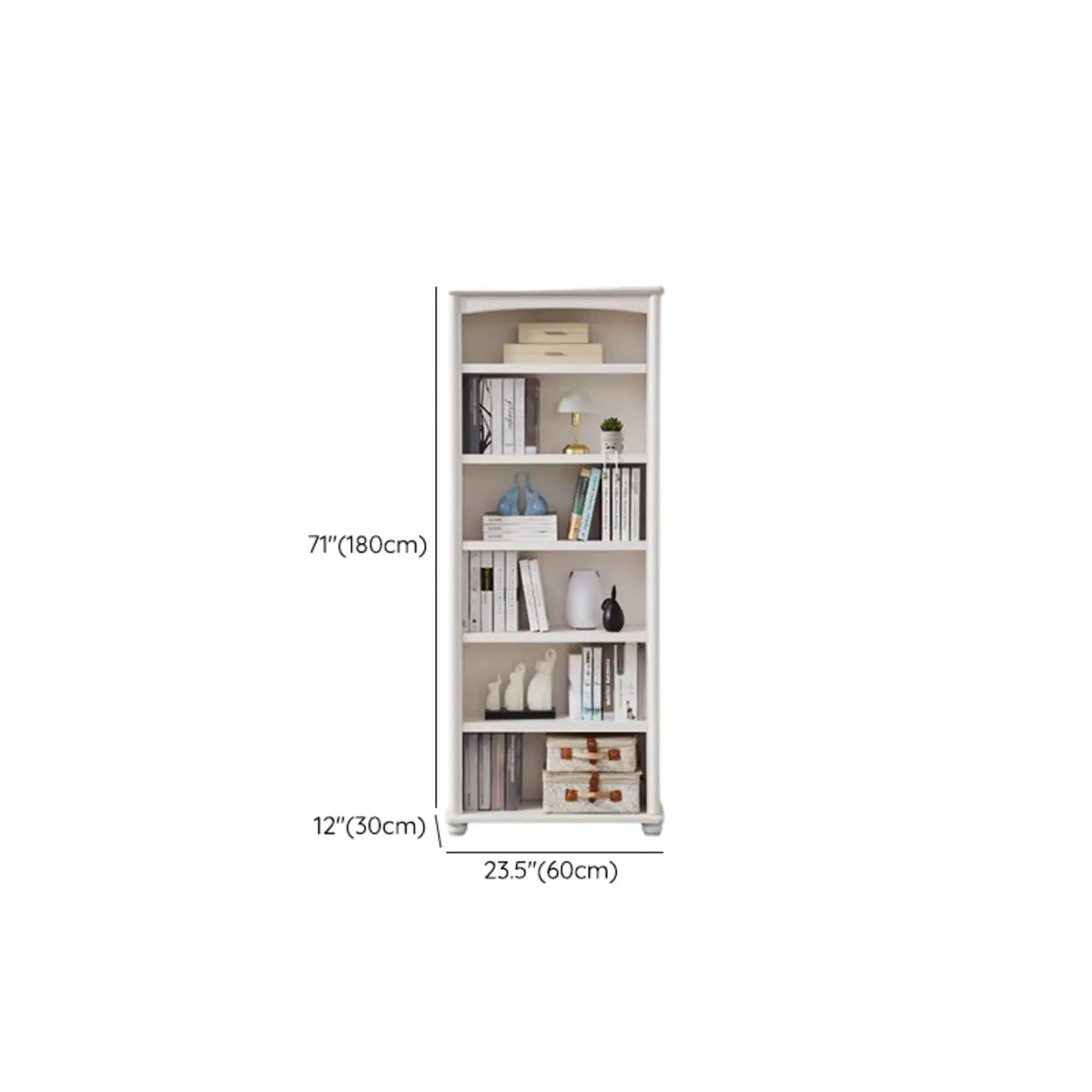 Classic White Rectangular Wood Storage Bookcase